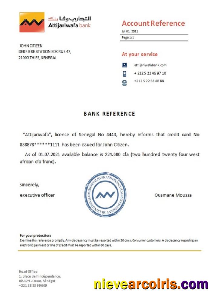 Senegal Attijariwafa bank reference